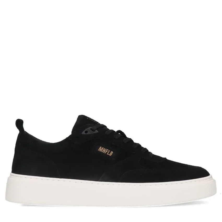Manfield Zwarte suède sneakers^Heren Sneakers