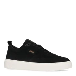 Manfield Zwarte suède sneakers^Heren Sneakers