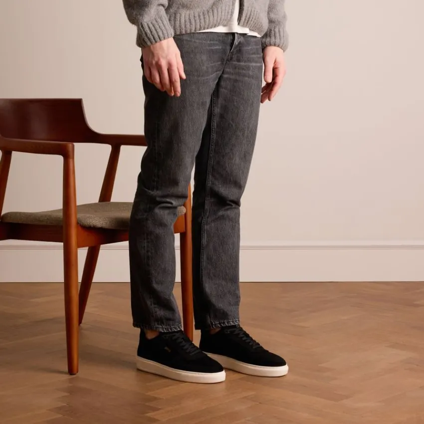 Manfield Zwarte suède sneakers^Heren Sneakers