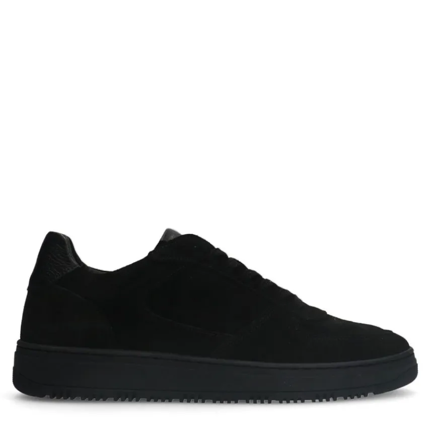 Manfield Zwarte suède sneakers^Heren Sneakers