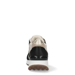 Manfield Zwarte suède sneakers met leren details^DAMES Sneakers