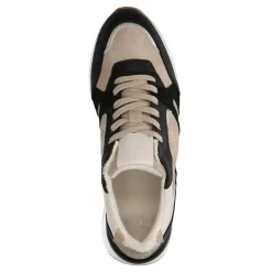 Manfield Zwarte suède sneakers met leren details^DAMES Sneakers