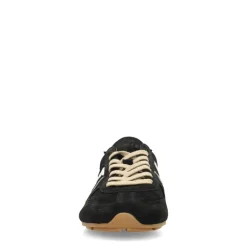 Manfield Zwarte suède sneakers met cow print detail^DAMES Sneakers