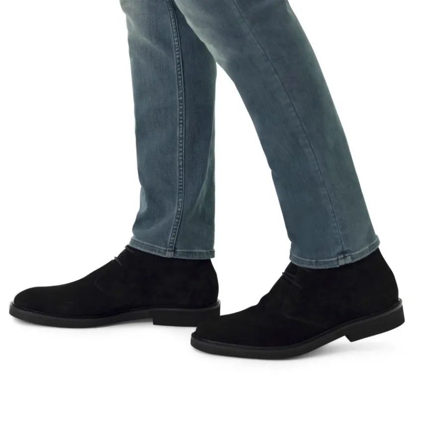 Manfield Zwarte suède veterboots^Heren Boots