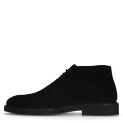 Manfield Zwarte suède veterboots^Heren Boots