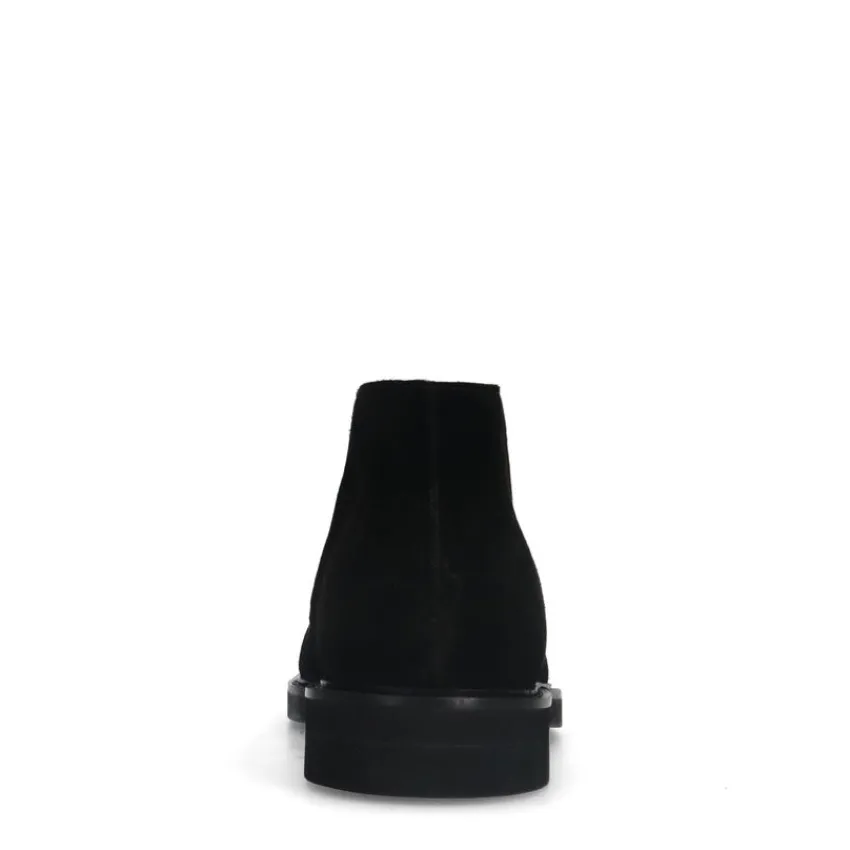 Manfield Zwarte suède veterboots^Heren Boots