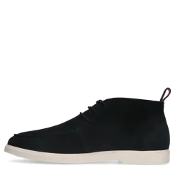 Manfield Zwarte suède veterboots^Heren Boots