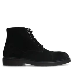 Manfield Zwarte suède veterboots^Heren Boots