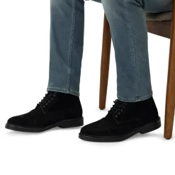 Manfield Zwarte suède veterboots^Heren Boots