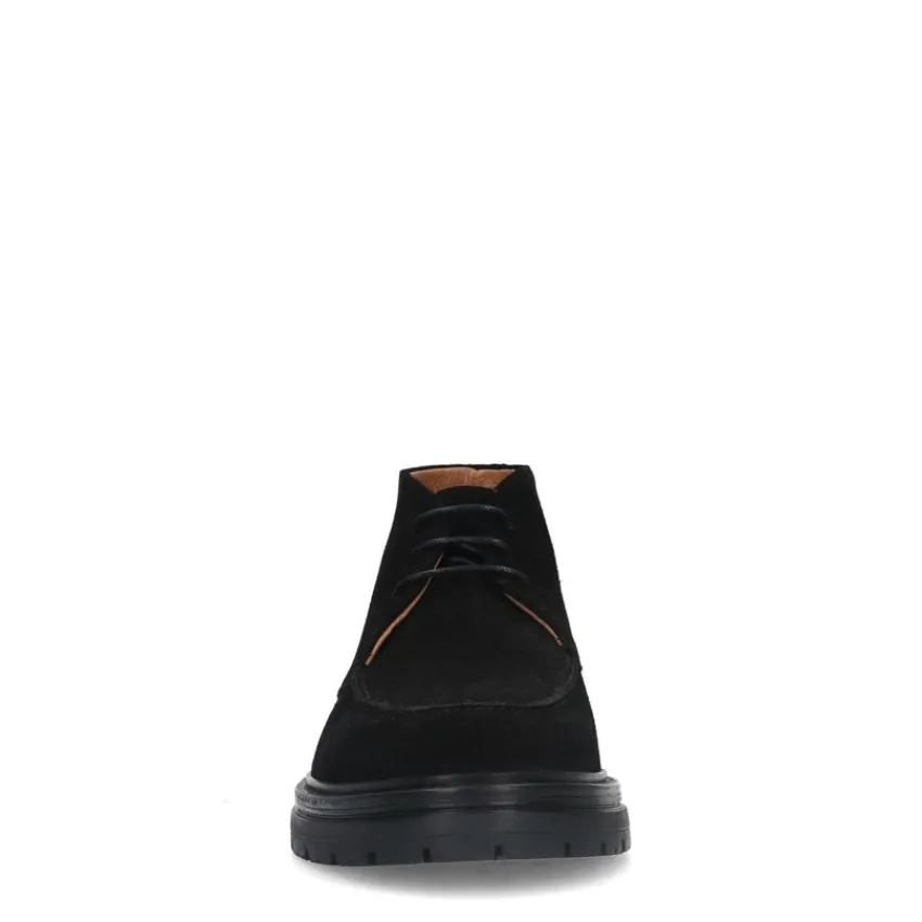 Manfield Zwarte suède veterboots^Heren Boots