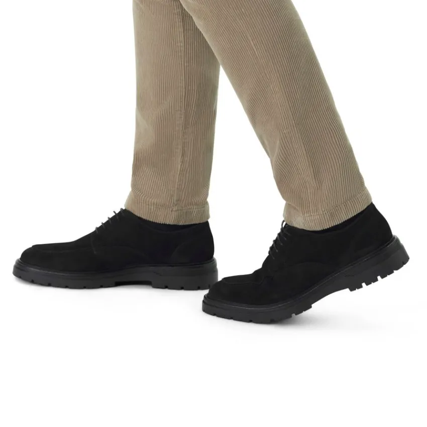 Manfield Zwarte suède veterboots^Heren Boots