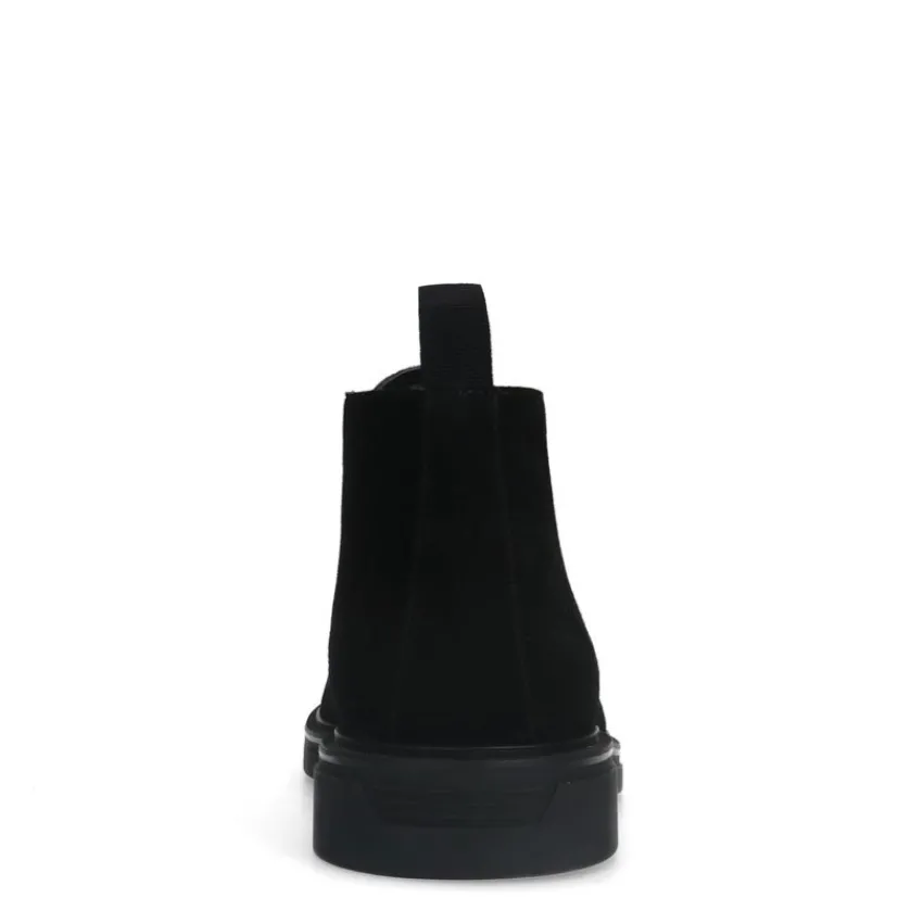 Manfield Zwarte suède veterboots^Heren Boots