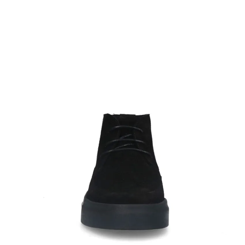 Manfield Zwarte suède veterschoenen^Heren Veterschoenen