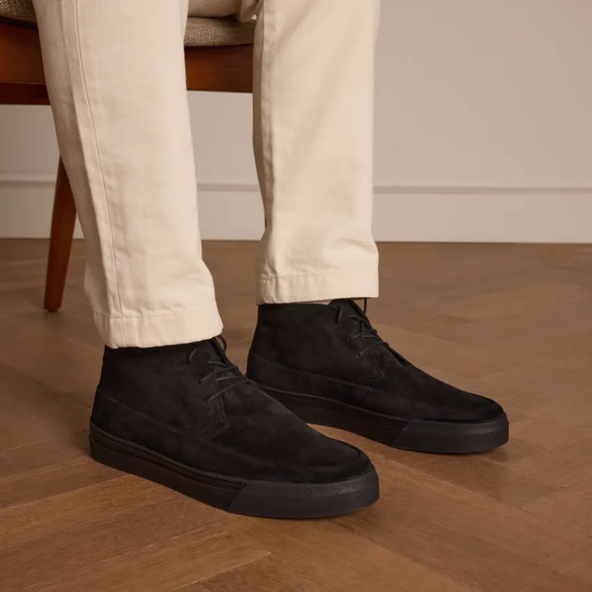 Manfield Zwarte suède veterschoenen^Heren Veterschoenen