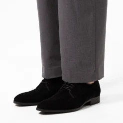 Manfield Zwarte suède veterschoenen^Heren Veterschoenen