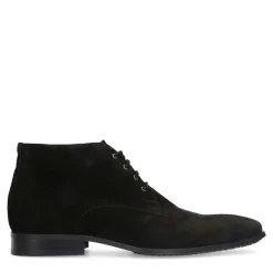 Manfield Zwarte suède veterschoenen^Heren Veterschoenen