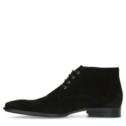 Manfield Zwarte suède veterschoenen^Heren Veterschoenen