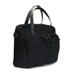 Manfield Zwarte textiele laptoptas 17.5 inch^ Laptoptassen