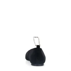 Manfield Zwarte velours ballerina's met strass enkelbandje^DAMES Loafers