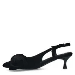 Manfield Zwarte velours slingbacks met strik^DAMES Pumps|Slingbacks