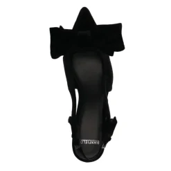 Manfield Zwarte velours slingbacks met strik^DAMES Pumps|Slingbacks